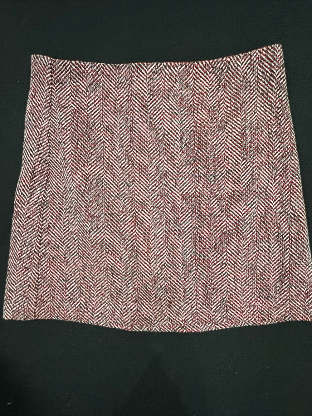LOFT Red & White Herringbone A-Line Mini Skirt